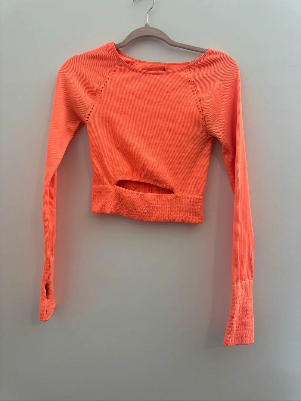 Free People Movement Cut It Out Long Sleeved Neon Orange Top